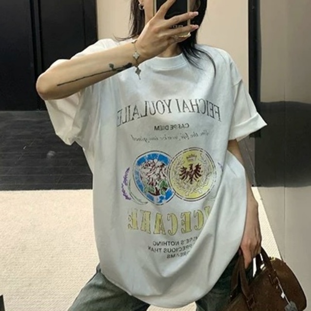 クラシックコインモチーフグラフィックTシャツ 2col R02443