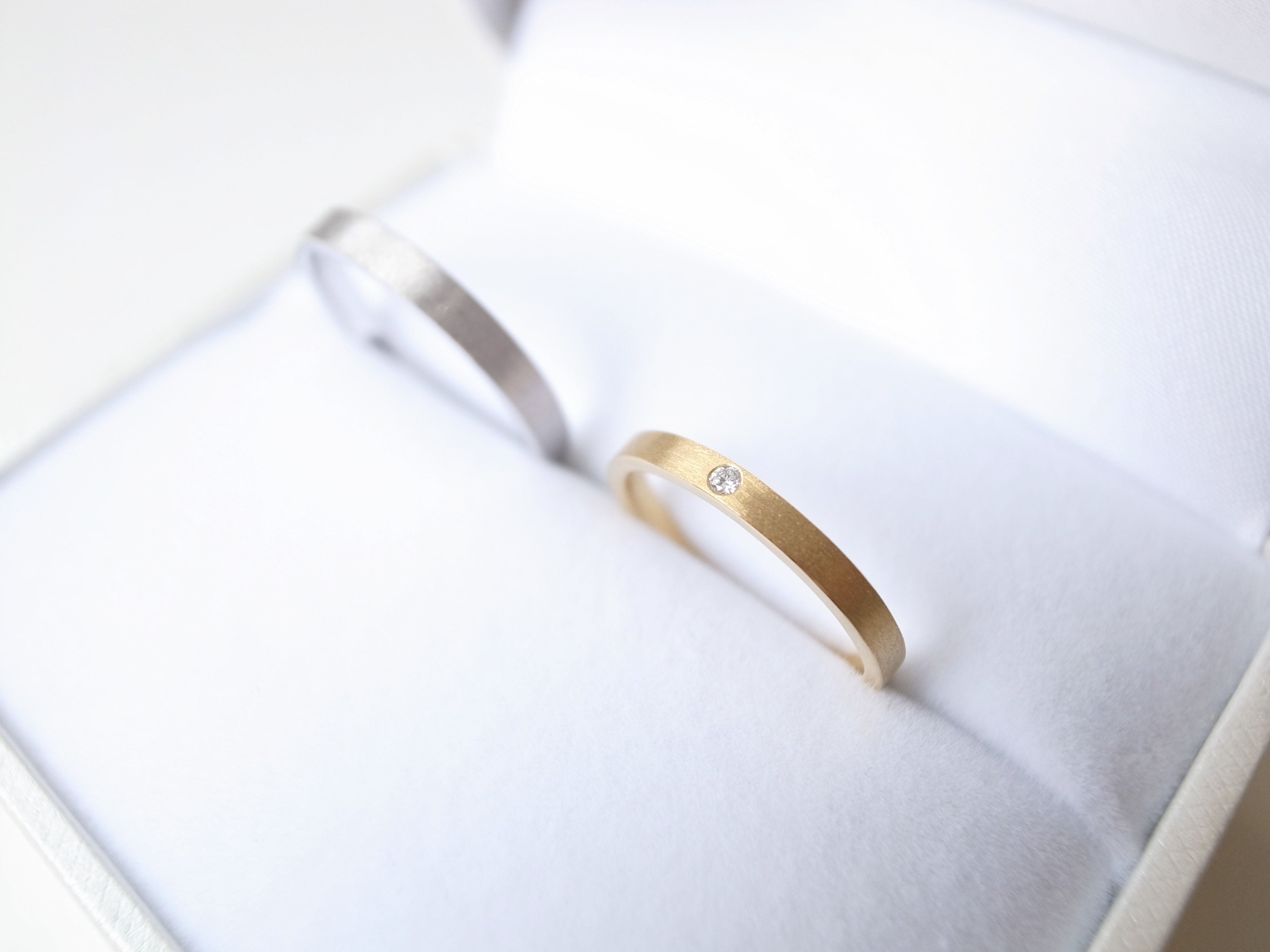 pairing・stamp】K18YG Diamond・Pt900/thin ring | niruc pairing・stamp】K18YG Diamond・Pt900/thin ring | niruc
