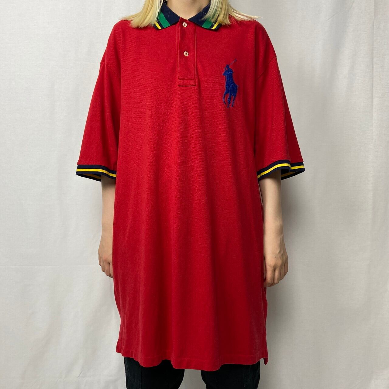 現行 Ralph Lauren ビッグポニー ポロシャツ 鹿の子 短丈 赤 Polo Ralph Lauren ポロラルフローレン ビッグポニー 鹿の子