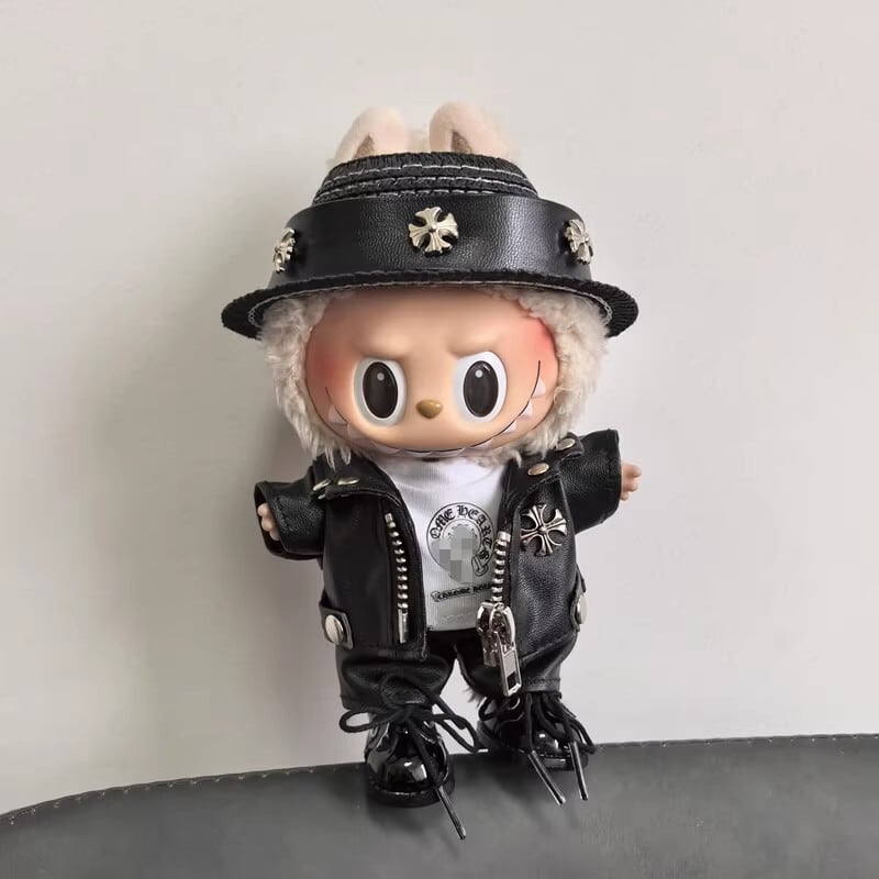 ラブブ 一代二代三代用 クロス レザージャケット＋帽子 Labubu用