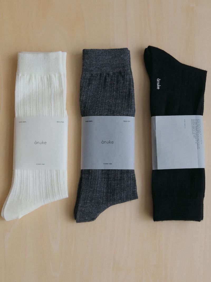 604.anuke(アンヌーク) Wool Rib Socks ウールリブソックス(WHT,GRY,BLK)62621028