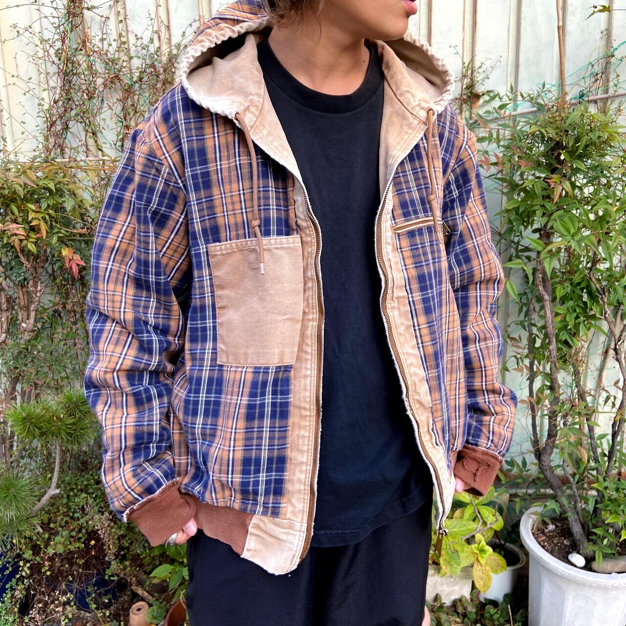 Usa製 90年代 Carhartt カーハート アクティブパーカー ワークジャケット メンズxl相当 古着 ダック地 アクティブパーカー チェックライナー フルジップパーカー ブラウン 赤茶色 ヴィンテージ ビンテージ 90s ユニオンメイド ワークジャケット Ws22 15 Cave