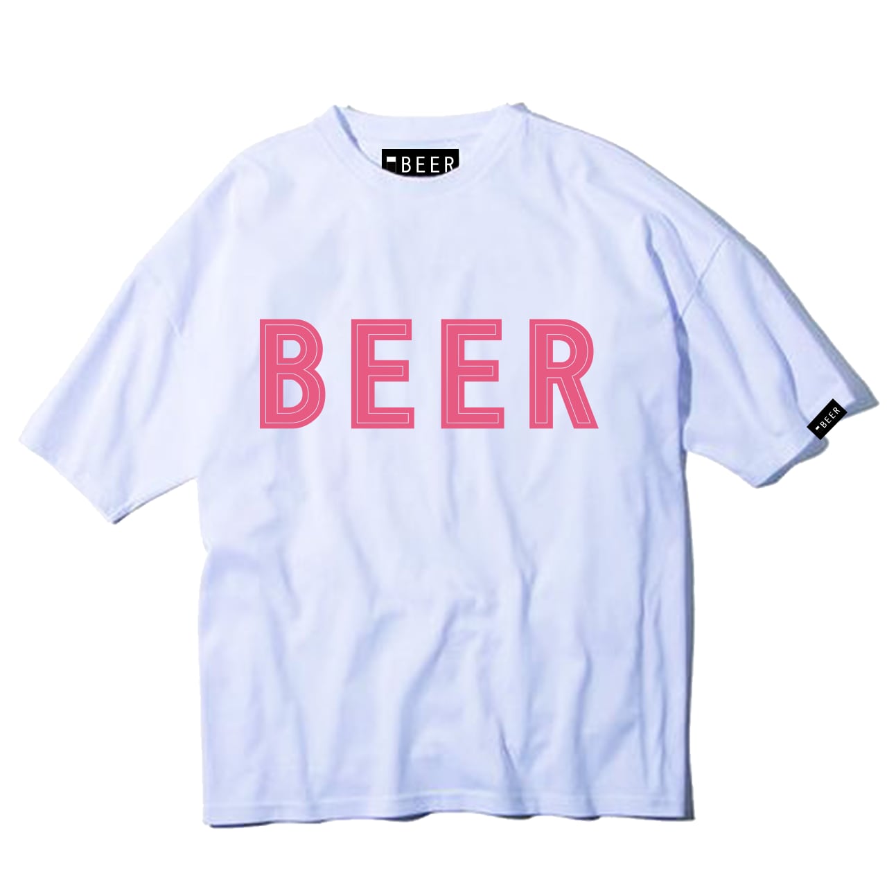 BEER アップリケロゴT ピンク