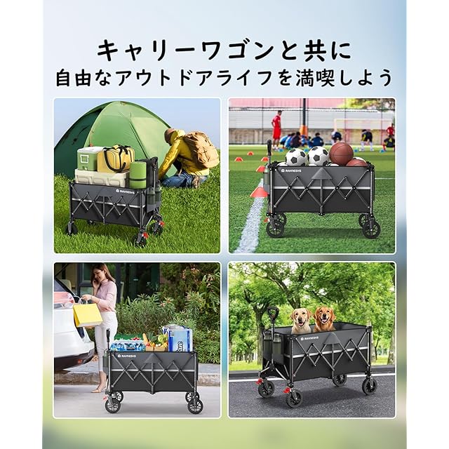 【在庫処分】キャリーワゴン 小型 容量65L-90L 耐荷重100kg 長物対応 Amazon | Raynesys キャリーワゴン 小型 容量65L-90L 耐荷重
