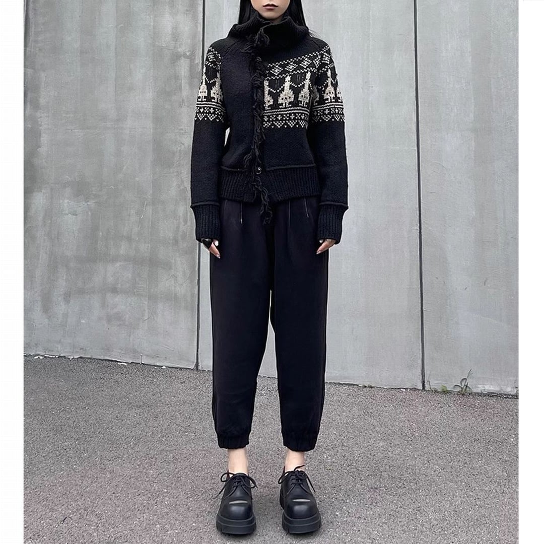 フリンジタートルネックウールニットカーディガン JK0147 | Style