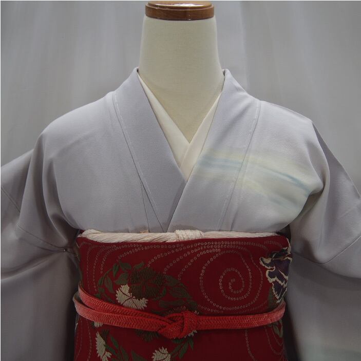 訪問着】白土色に渓流山水文柄の着物 | ひふみ屋