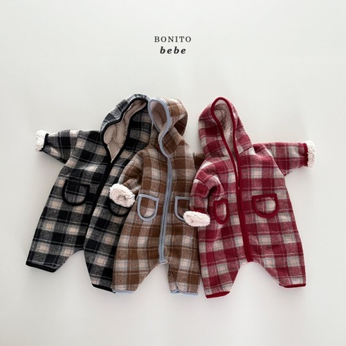〚予約〛Checked dumbled hood suit <baby> 〚予約〛Checked dumbled hood suit <baby>