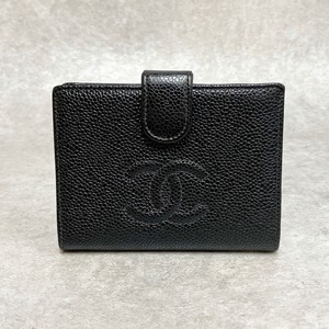 CHANEL シャネル 二つ折り財布 キャビアスキン ブラック 5856-202201