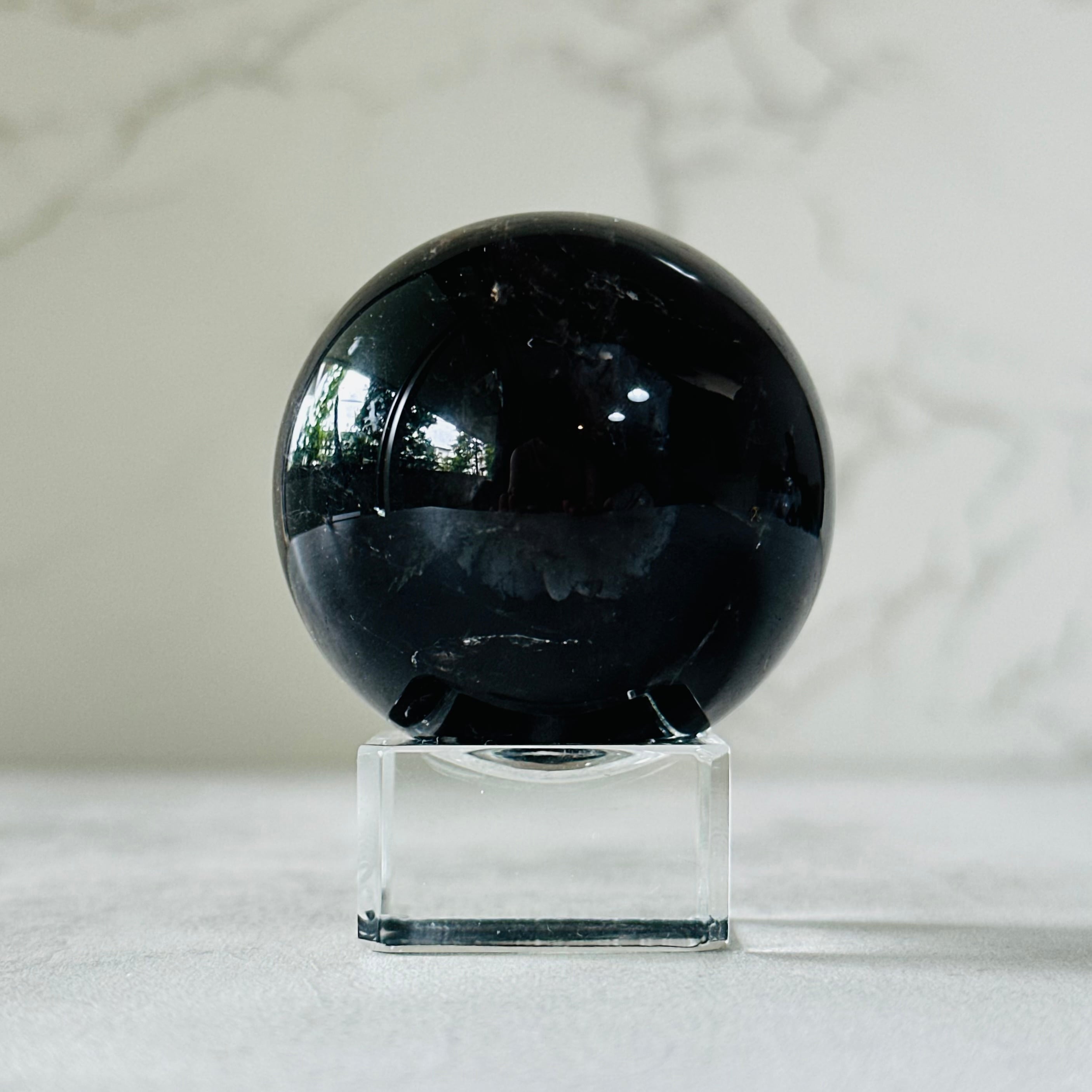 インテリア小物 高品質 モリオン スフィア 約60mm 黒水晶 丸玉 魔除け