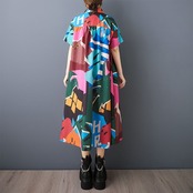 抽象柄イラスト ロングシャツワンピース 30213