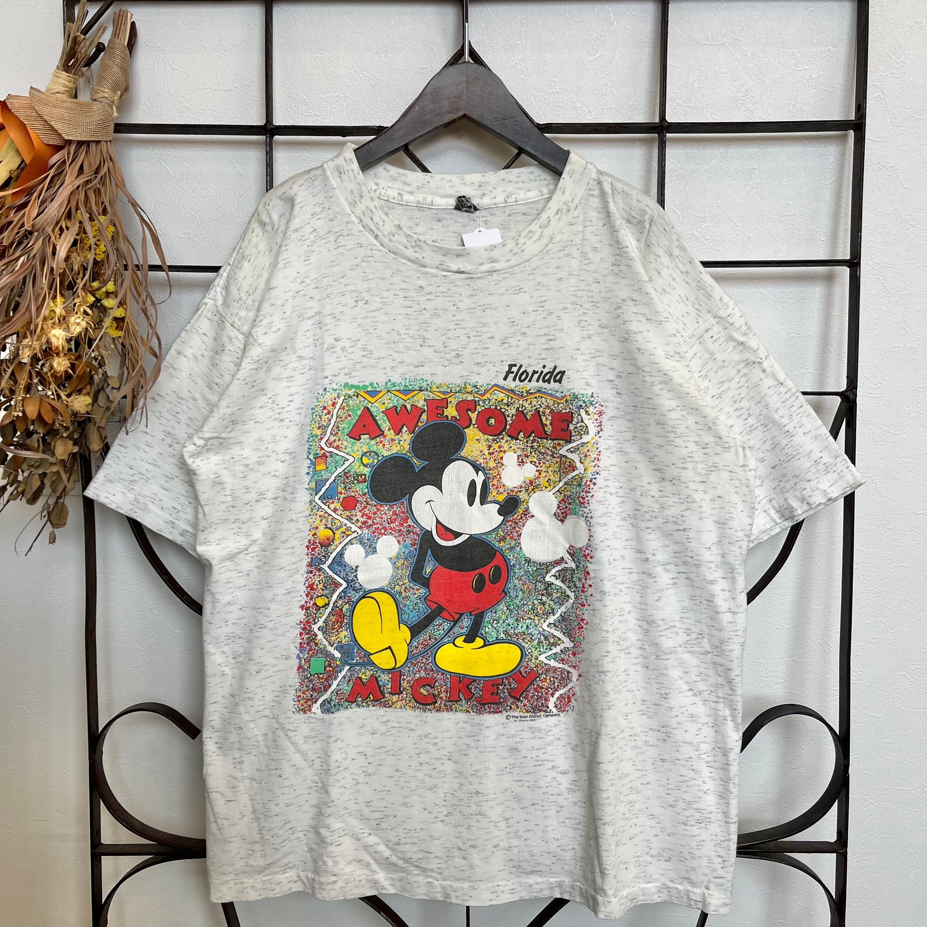 G【90's❗️USA製❗️Florida DISNEY】フロリダ ディズニー ミッキーマウス プリントTシャツ Large 230620  skrova