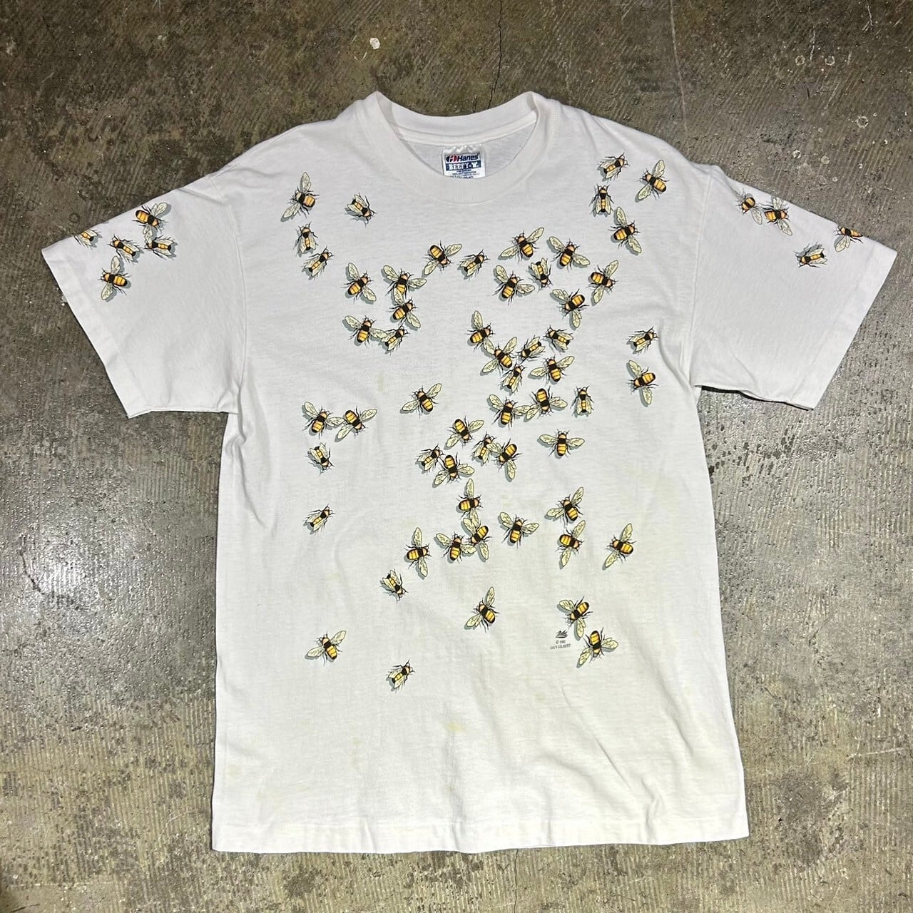 90s(1992) Hanes "Bee" Total Print Tee USA製