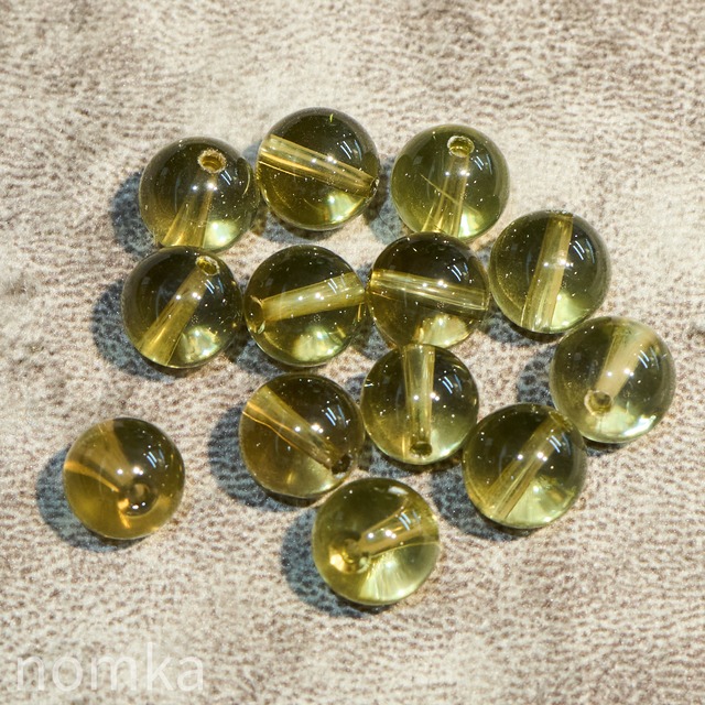 オリーブクォーツ【9.5mm/稀少/ブラジル バイーア州産 】ビーズ／一粒売り