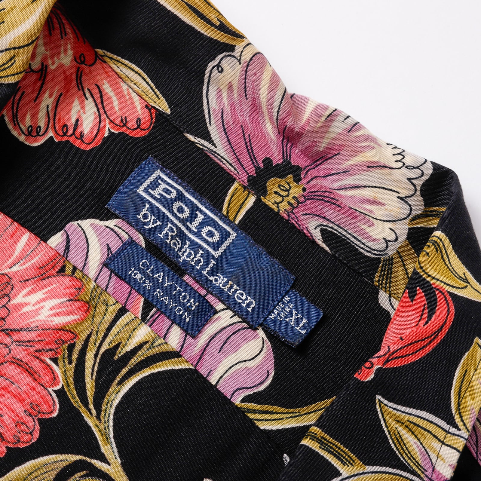 極美品】90s Ralph Lauren special rayon shirt Black S/S 