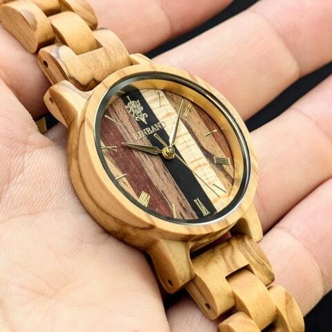 EINBAND Reise Mix Wood × Olive 木製腕時計 32mm | teshigotoya