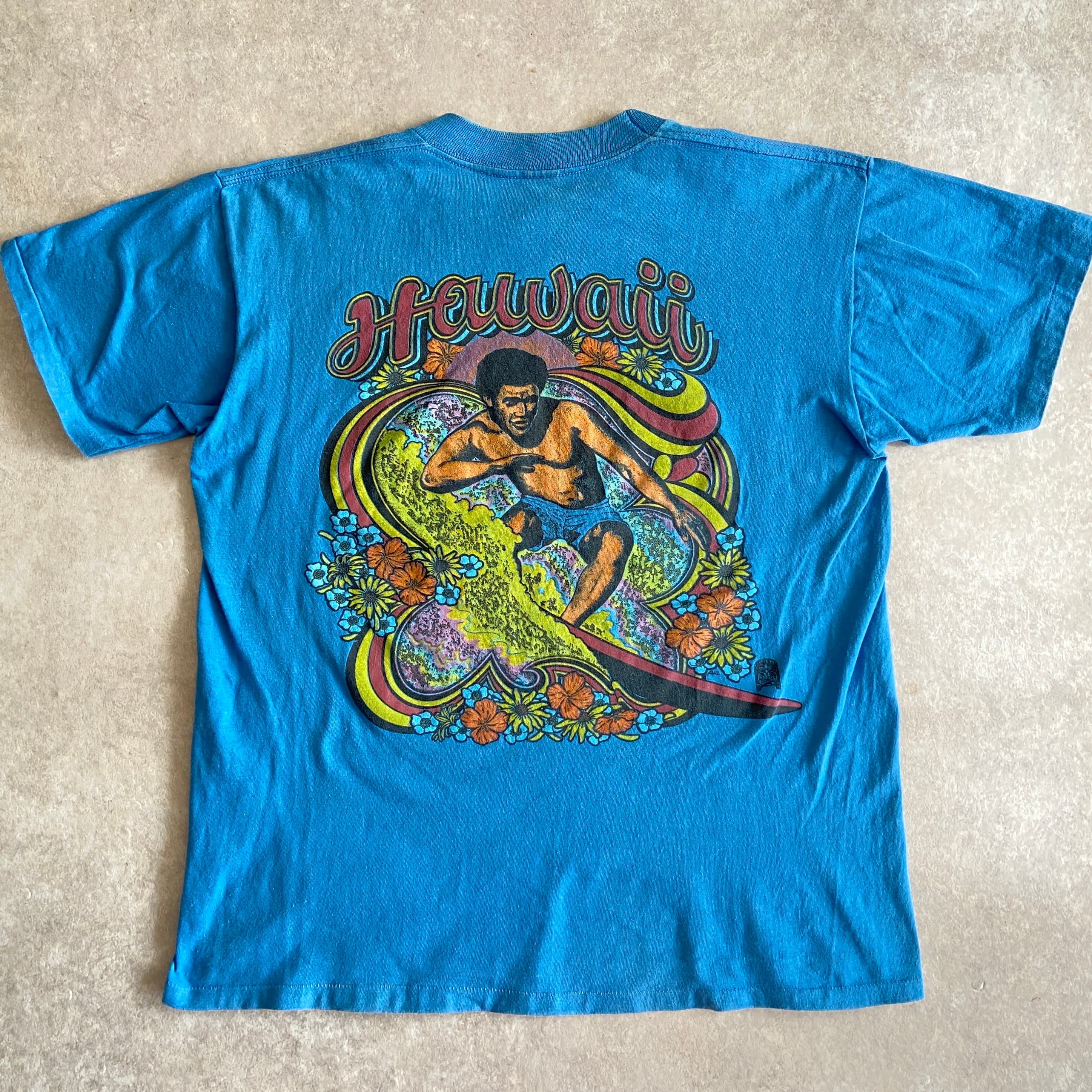 1970s Colleage Pacific "Hawaii" Tee M Made in USA H252