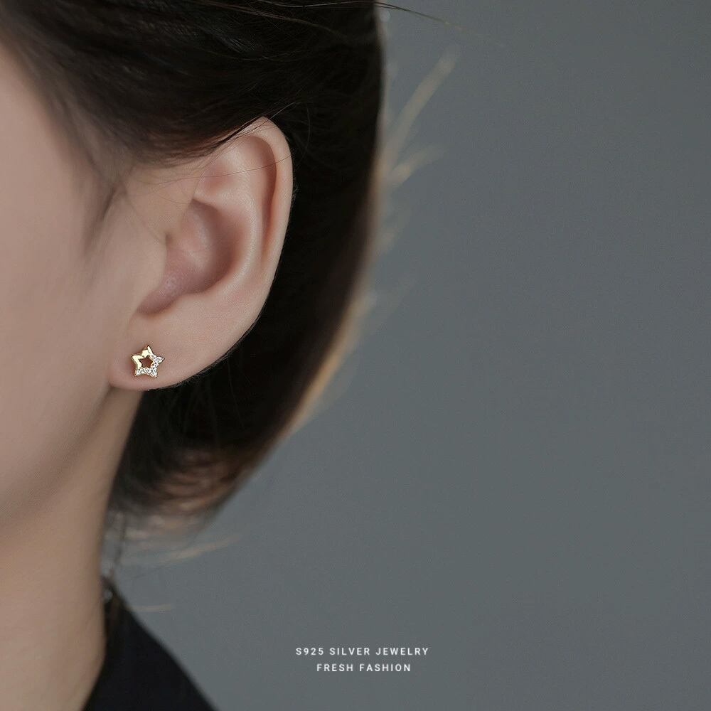 K18鏡面仕上げ ピアス シルバー999 レディース 小さめ耳アクセサリー