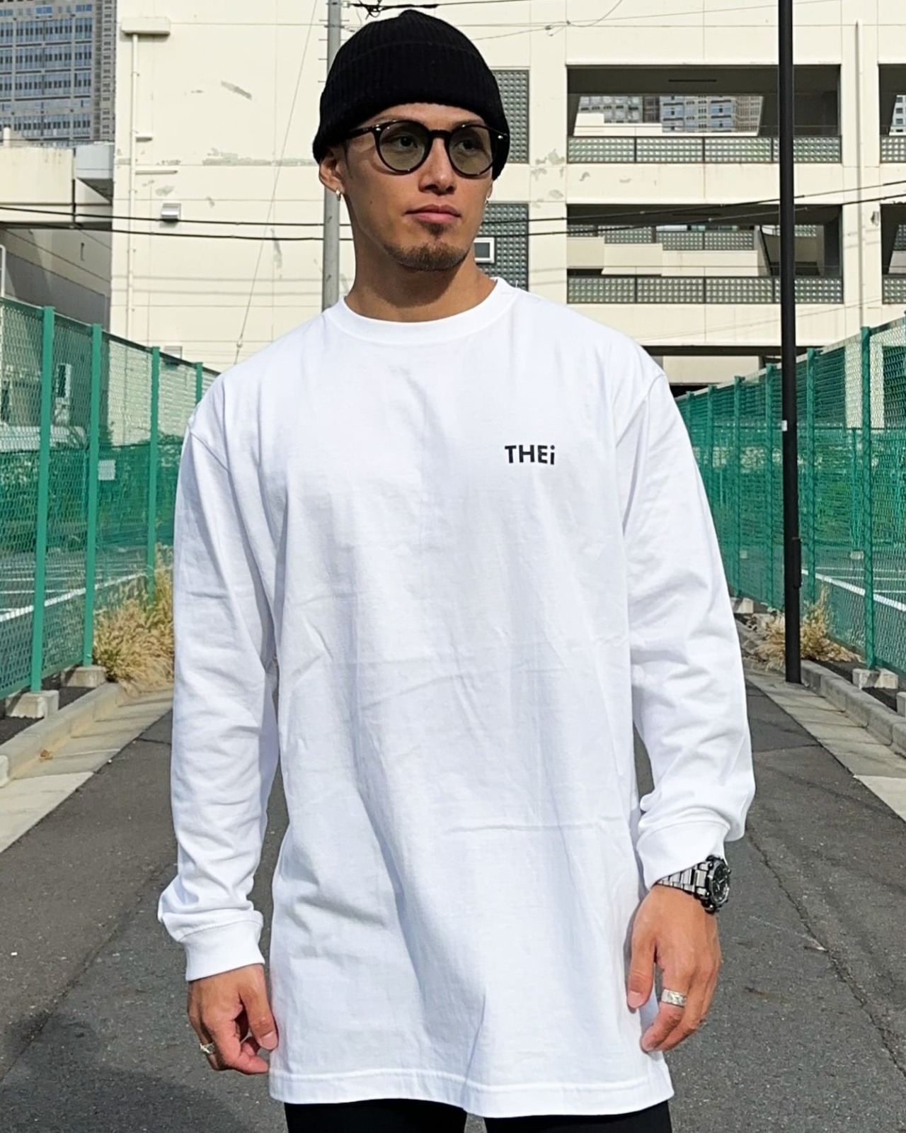 BASIC ONE POINT LONG T-SHIRT - WHITE