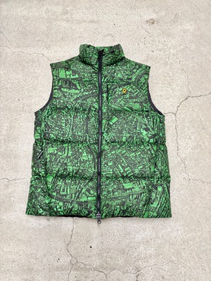 00s NITRAID/Real city camo Down Vest/M/リアルシティ－カモ柄ダウンベスト/地図/総柄/グリ－ン/ナイトレイド