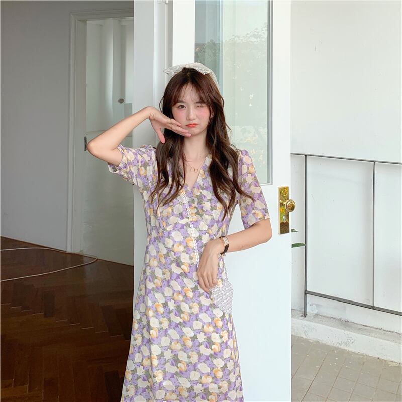 ドレス サマースタイルフローラルスカート シフォン 大人ガーリー スウィート キュート カジュアル 夏物 花柄 萌量不足88411124727