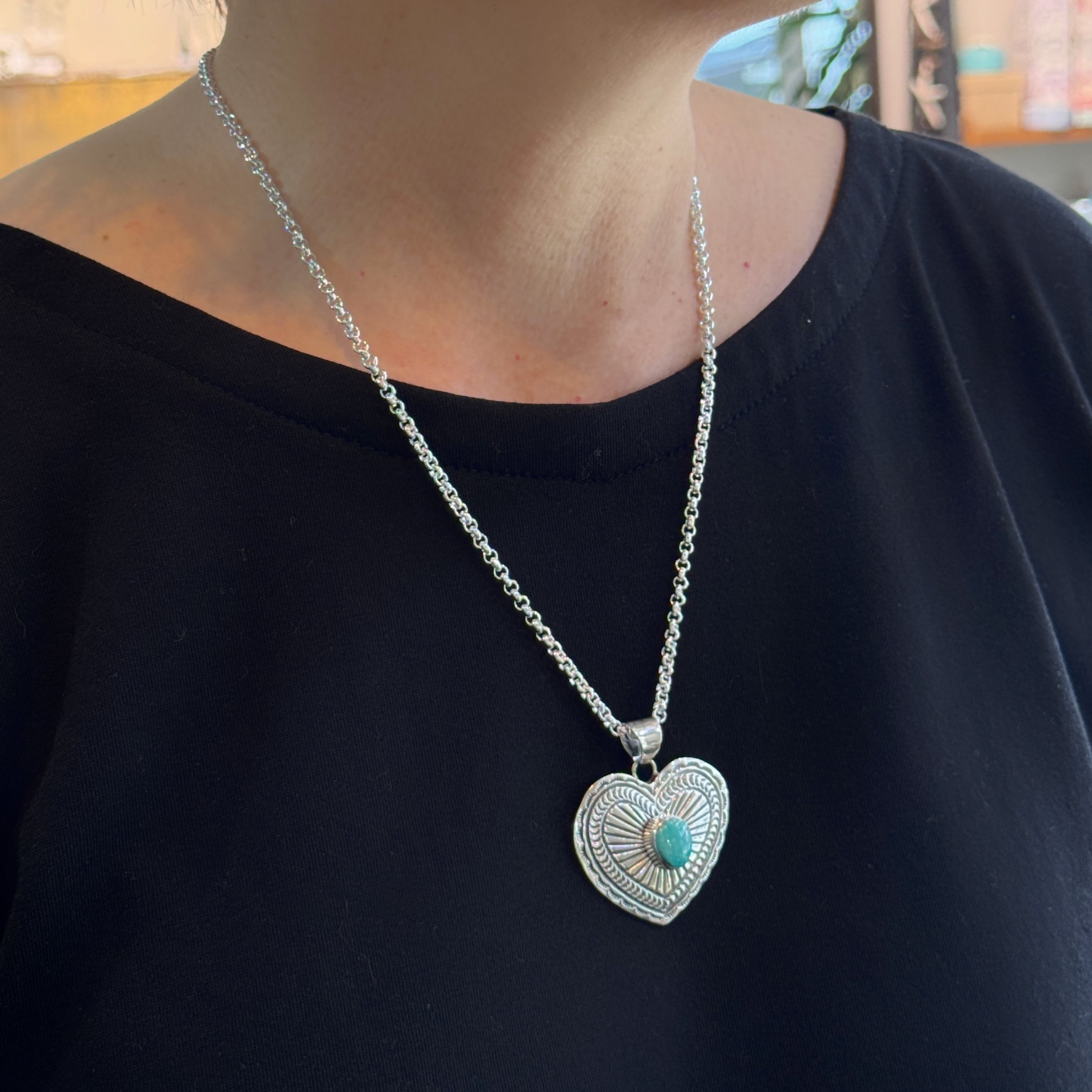 Indian Jewelry 》キングマン ターコイズハートペンダント ネックレス