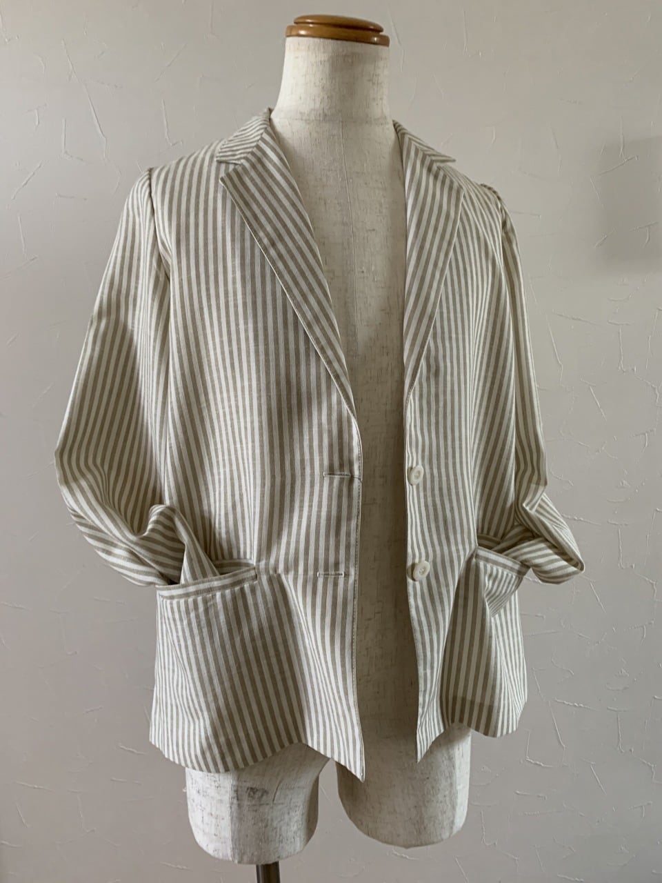 1970's Flax Blend Stripe Tailored Jacket
