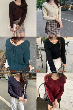 セーラーカラーニット