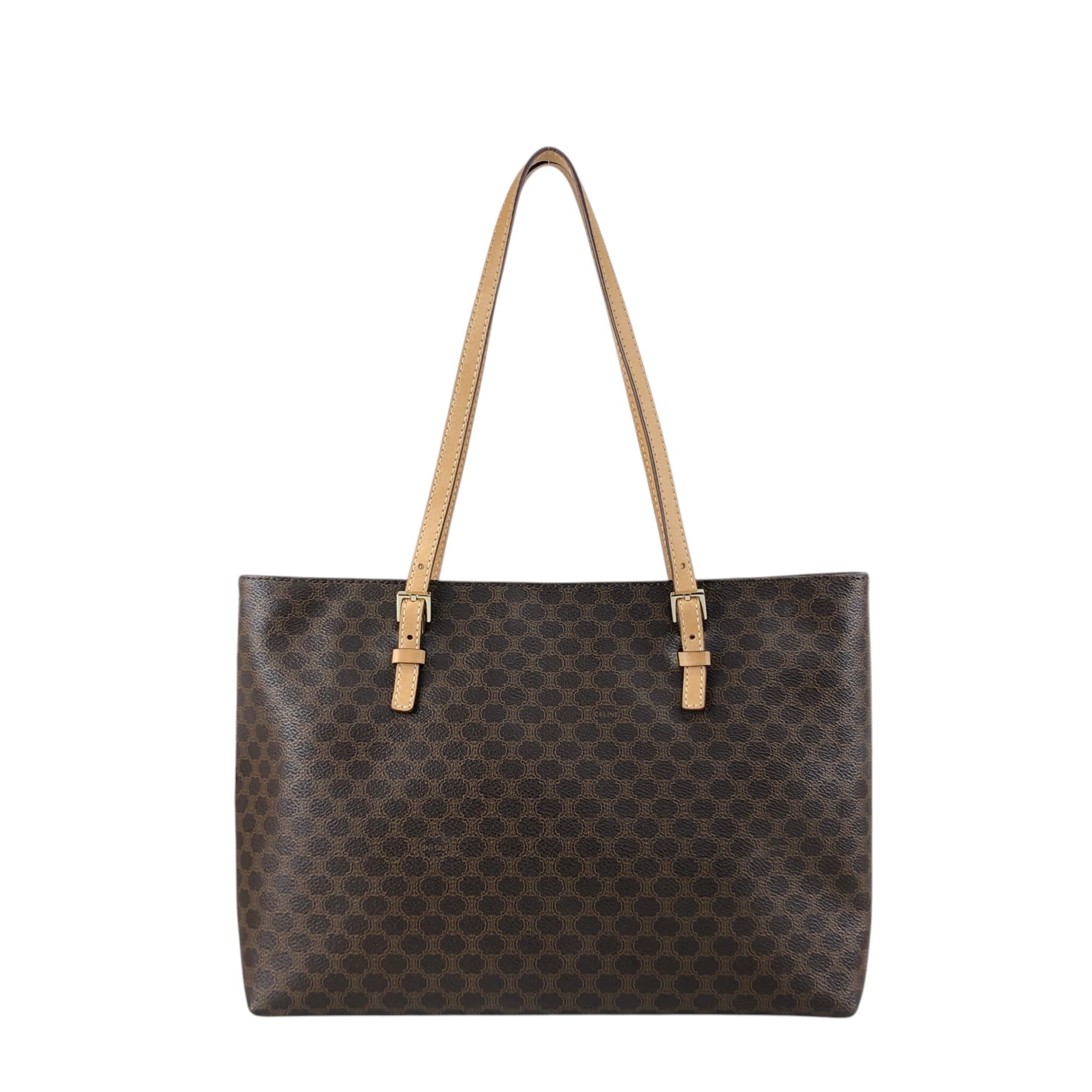 CELINE セリーヌ マカダム ハンドバッグ ブラウン PVC トートバッグ