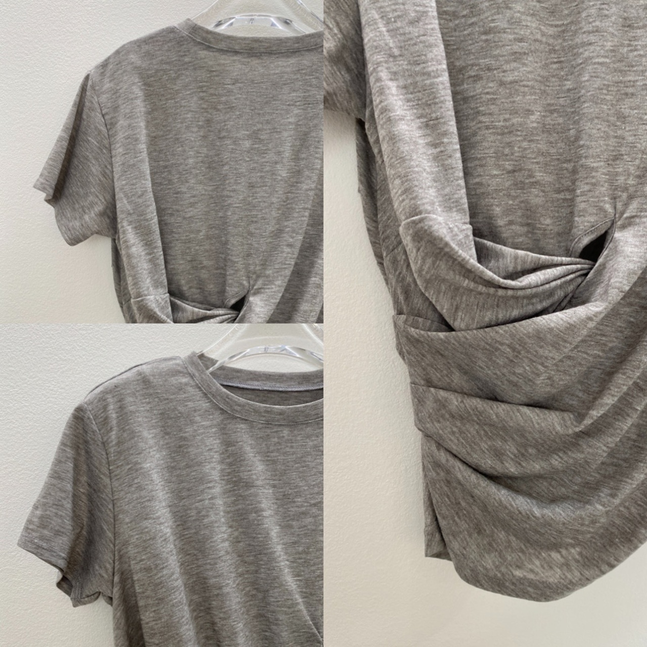 カシュクールデザインコンパクトTee/グレー