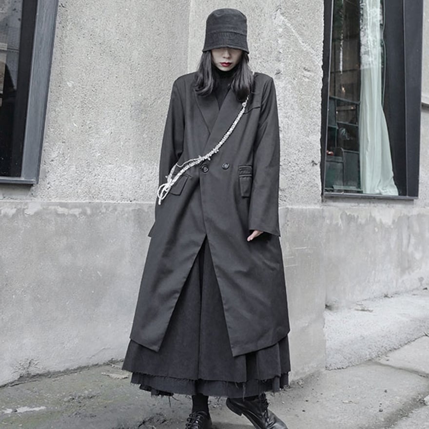 大人ゴシック ダークコート ロングジャケット 山本耀司風 オーバーサイズ