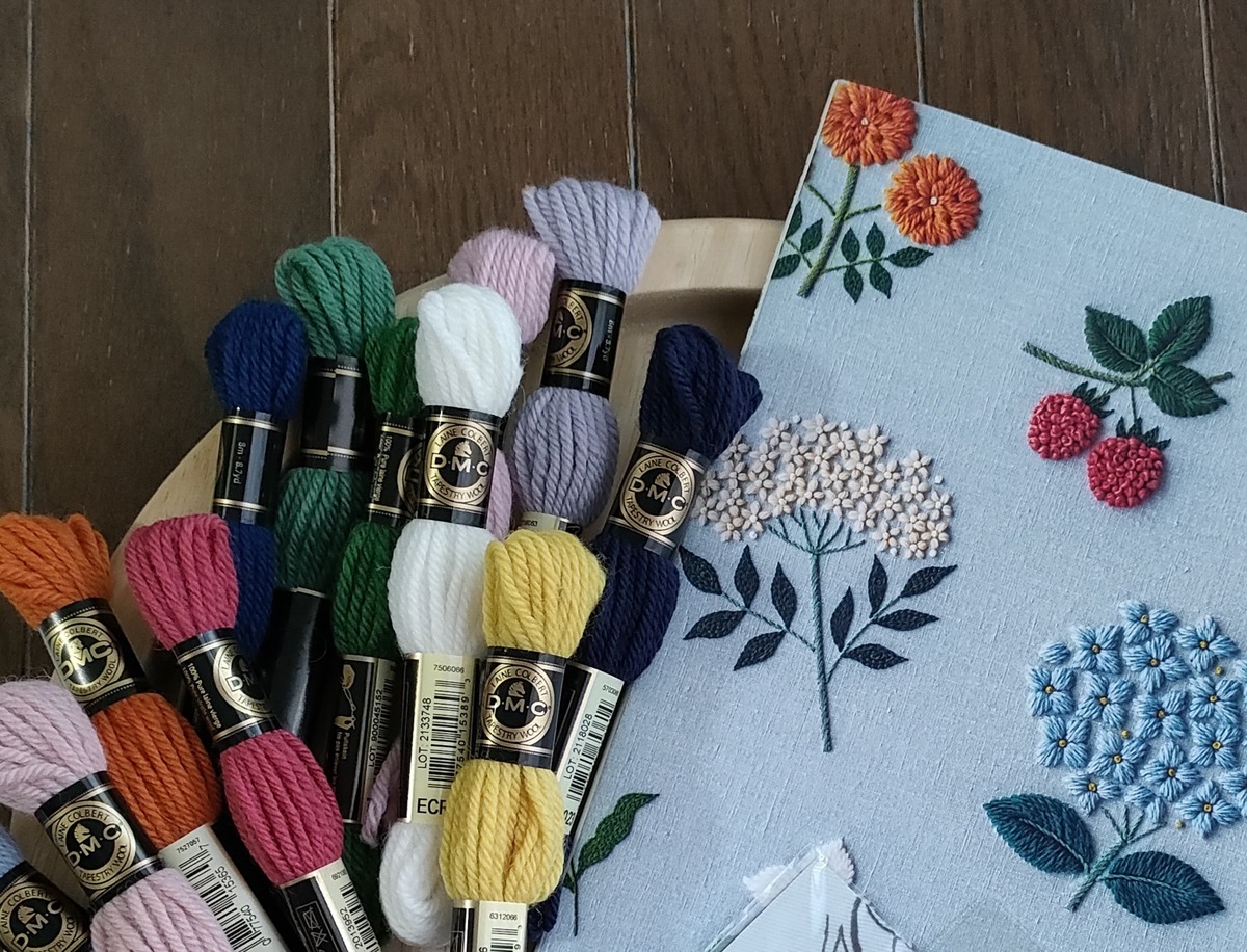 ミモザセット 樋口愉美子ウール刺繍の愉しみ書籍＋DMC刺しゅう糸  