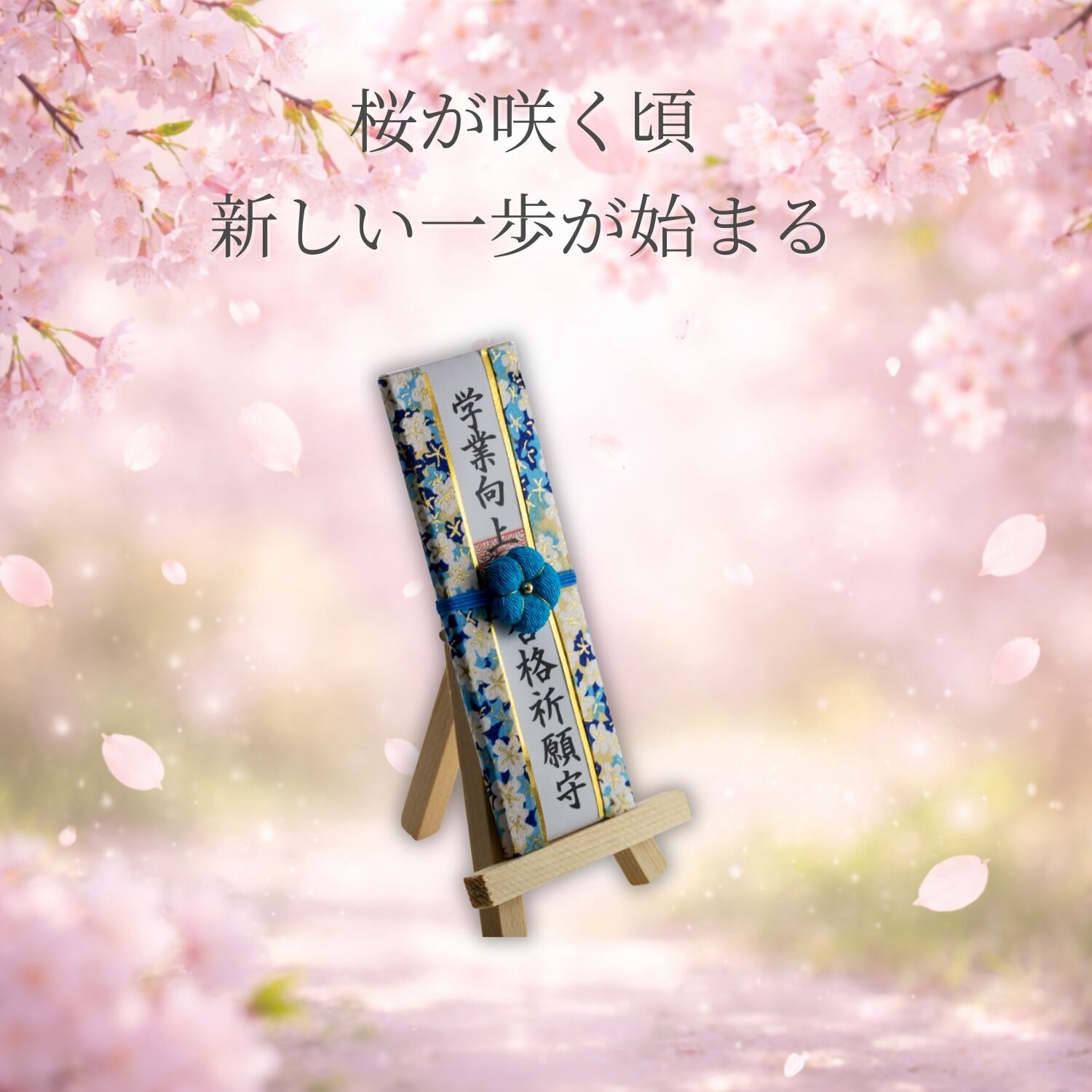 卓上ミニ木札御守り 学業成就 合格祈願｜スタンド付き 4寸 縦12cm 梅の