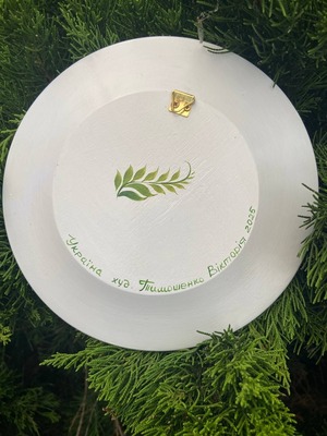 ペトリキウカ塗りのプレート 桜（ティモシェンコ作）25cm