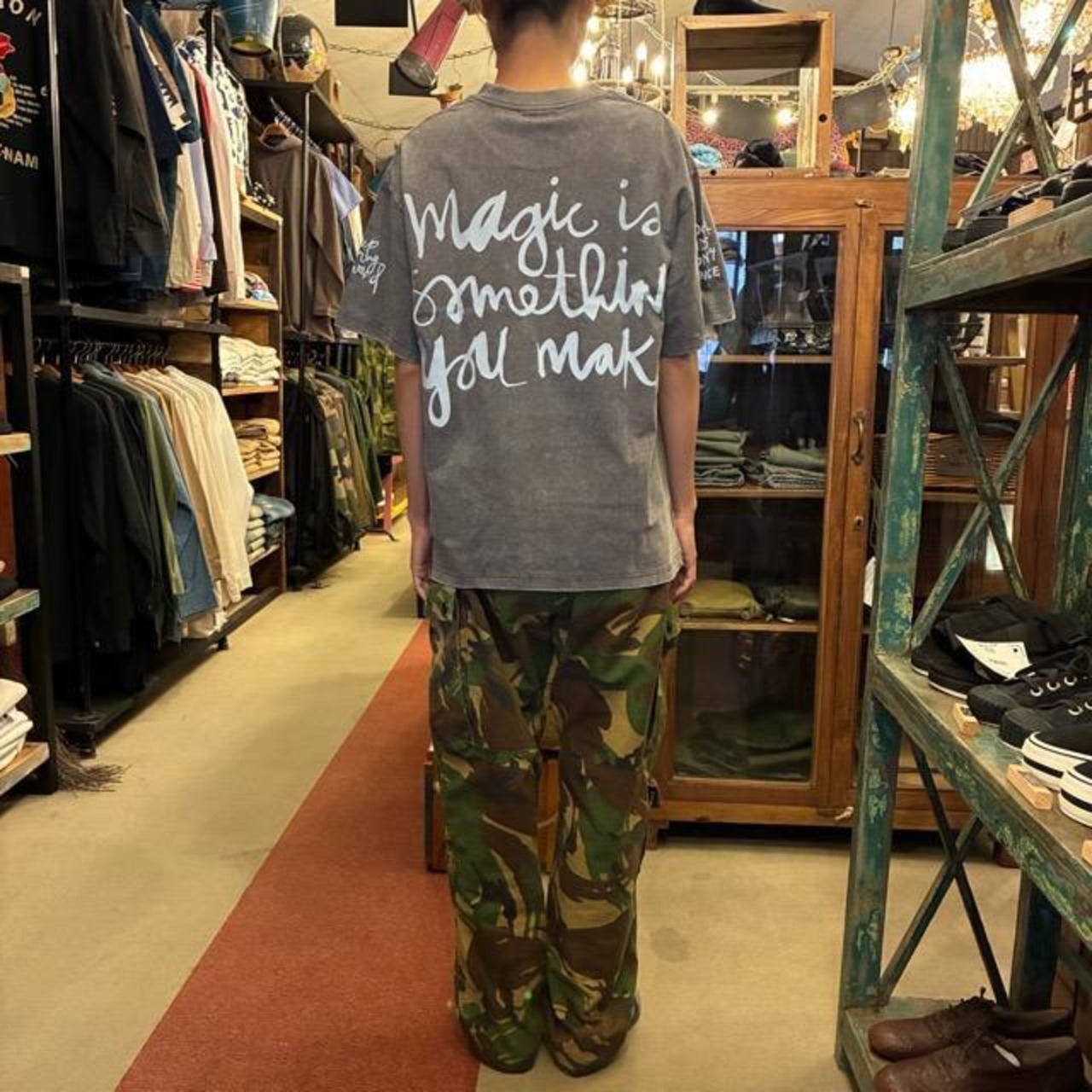 TOPANGA Lady's TOPANGA FIRECOUNTRY Pigment dyed T-shirt Magic is something you make Gray 　ピグメントダイ半袖Tシャツ　マジックイズ　グレー　