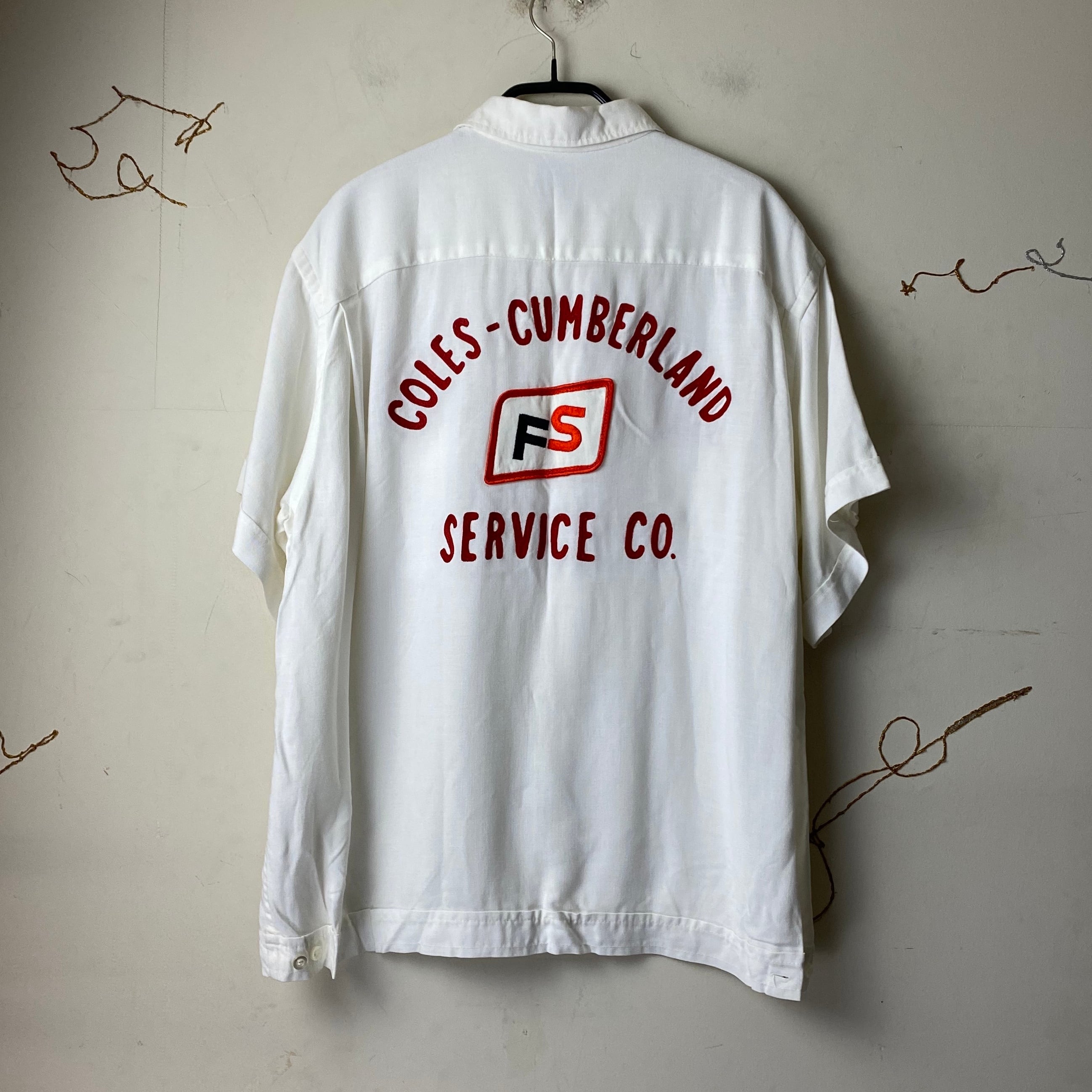 vintage 1960's white color back chain stitch bowling shirt | NOIR