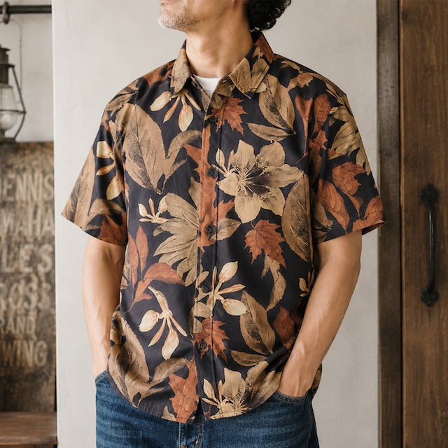 Fallen leaf print Short-sleeve shirt 00593