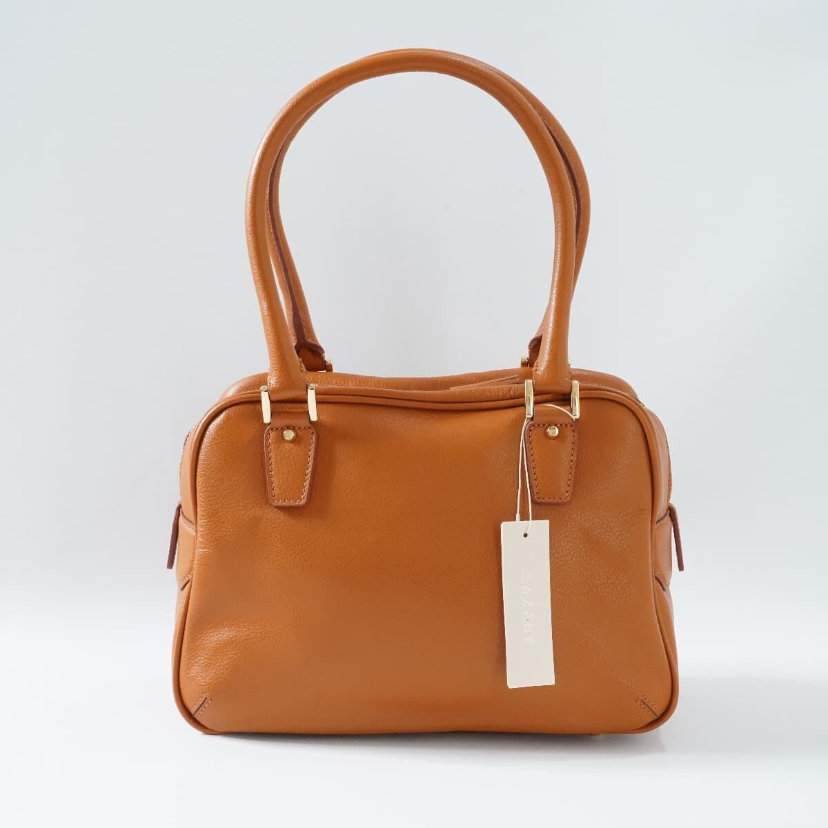 SAZABY サザビー レザーハンドバッグ ショルダー 箱型 四角 ブラウン  