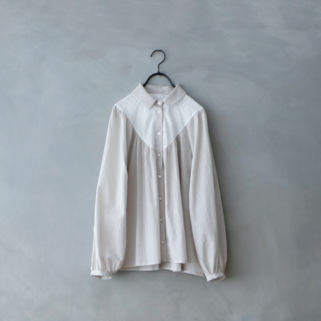 MAGALI  ブリージーコットンシルクレースヨークブラウス　グレー