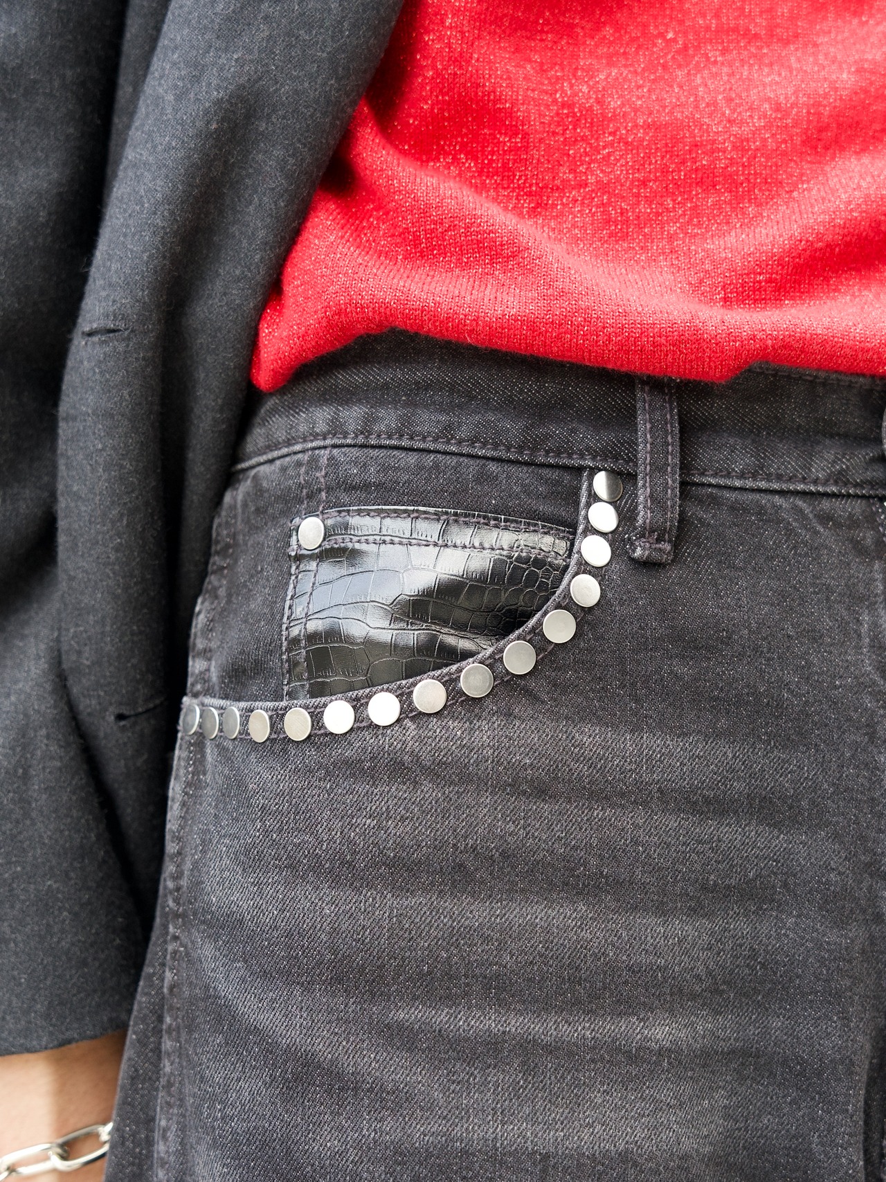 HYPE-02 Rose button buggy denim black | Hype