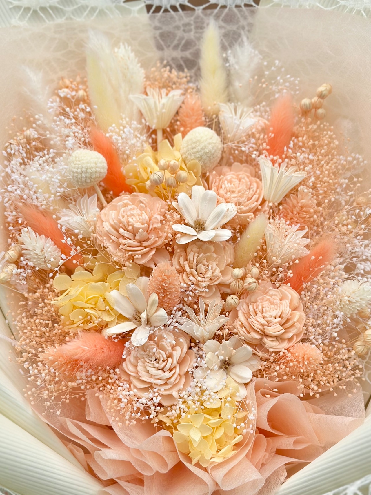 ドライフラワー花束(杏色) □Lサイズ 【定番商品】 画像7
