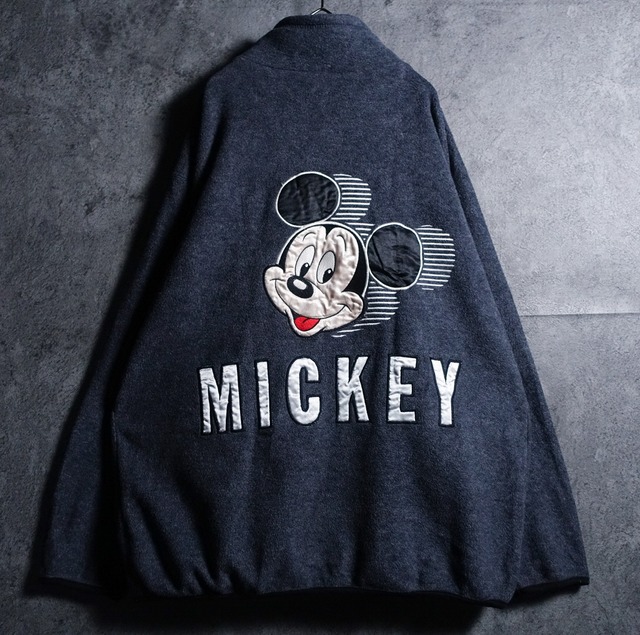 “Mickey” Gray Embroidery Design Fleece Jacket
