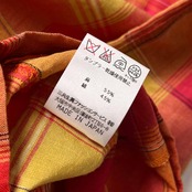 リネン混 DAKS ダックス チェック 半袖シャツ M/オレンジ系 メンズ