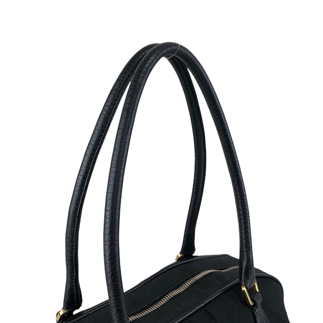 PRADA プラダ ハンドバッグ ブラック トライアングルロゴ ナイロン ミニボストン カデナ vintage ヴィンテージ オールド xamvs7