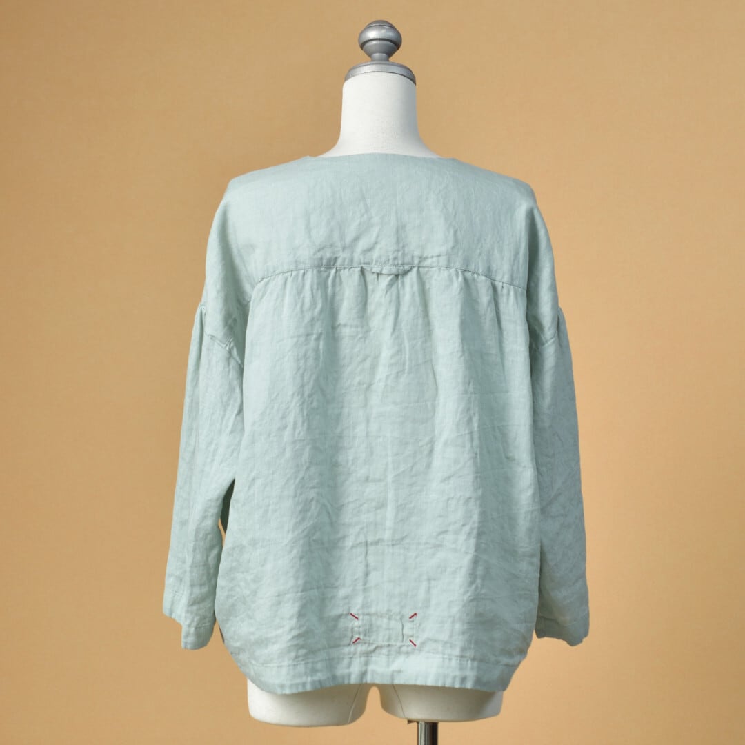 快晴堂 カイセイドウ ファインなリネン ふわふわカーディガン・薄いサックス 軽くて着やすいリネンの夏カーデ