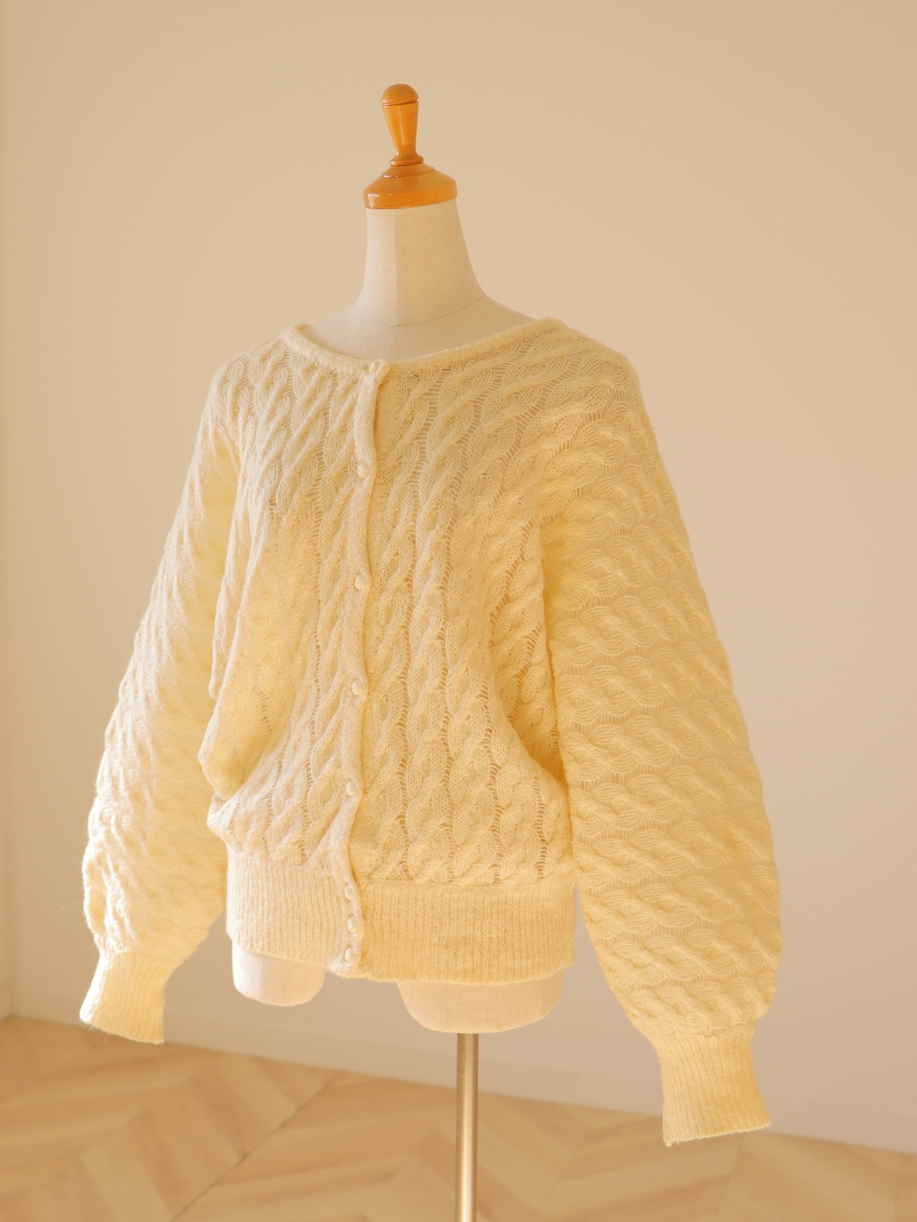 ●Kid mohair cable crochet cardigan