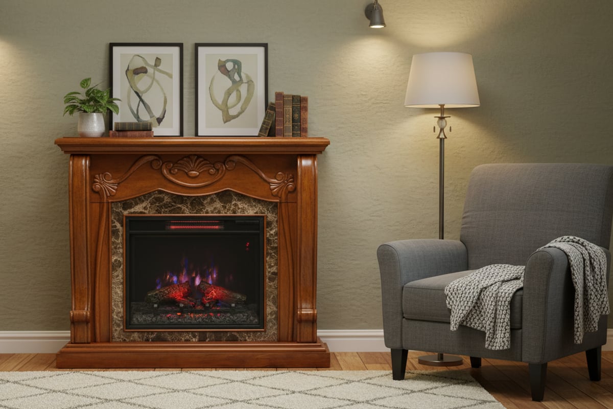 23インチ 電気暖炉 カルドナ ウォールナット&ブラウンマーブル / ロイドグランデ / 送料、開梱・組立・設置無料 / LLOYD GRANDE / ハイグレード電気暖炉シリーズ