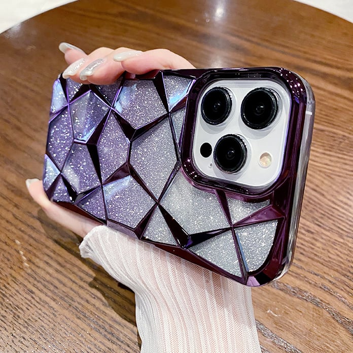 メタリックハートホログラム ねこ 人気 韓国 クリア猫耳iPhoneケース