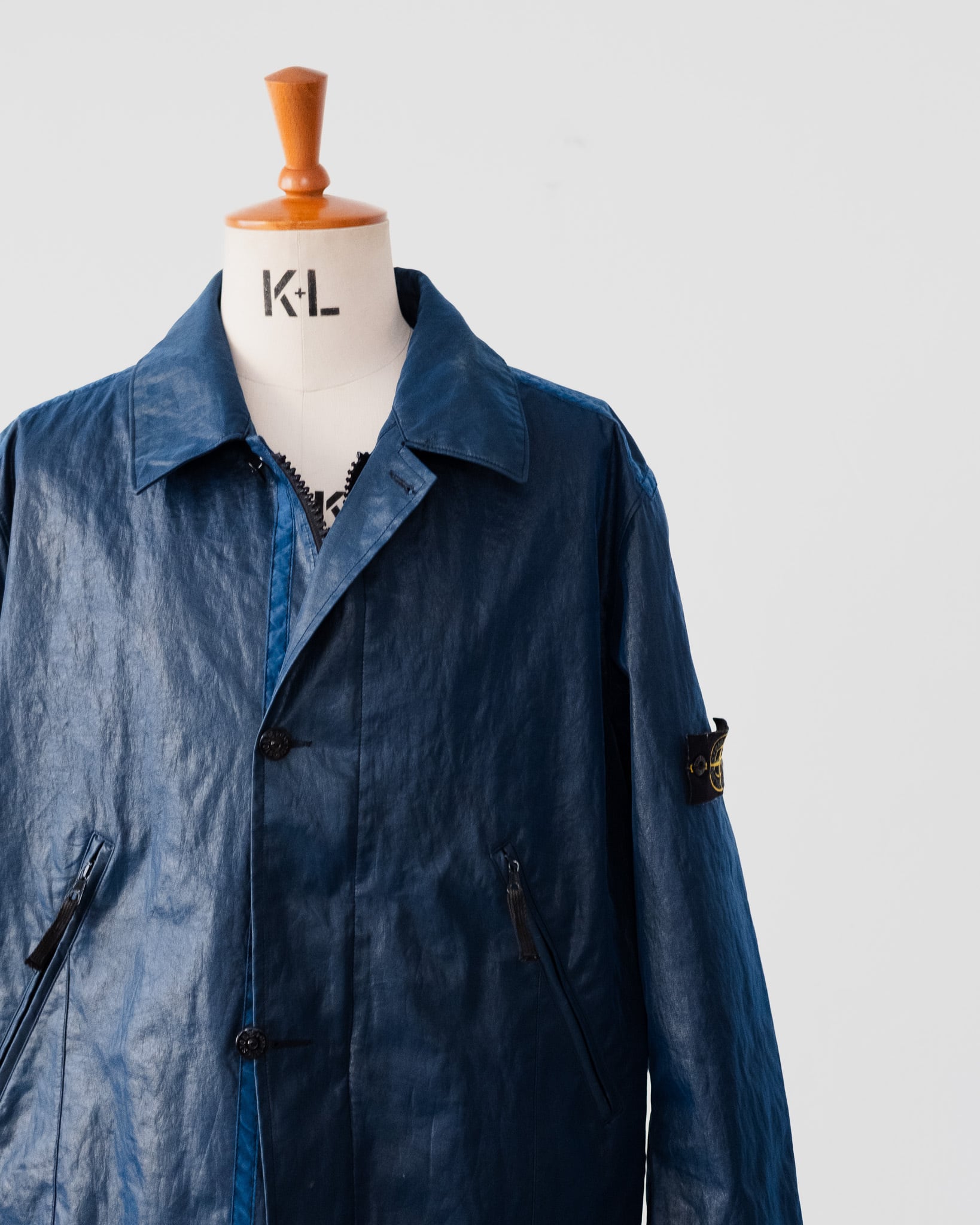 01SS] “STONE ISLAND” Spalumatura Coated Nylon Blue Blouson