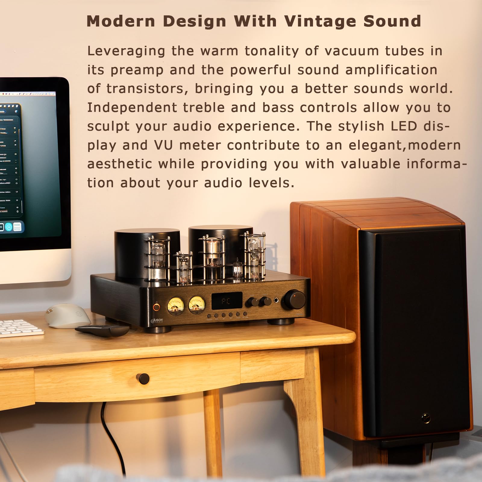 Juson Audio JTA100 200W真空管増幅器集積BT 5.0 AUX RCA PHONO入力と