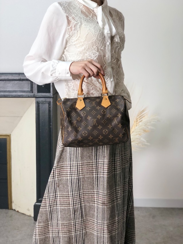 LOUIS VUITTON ルイヴィトン モノグラム ハンドバッグ ブラウン スピーディ25 PVC/レザー ミニボストン M41528 vintage ヴィンテージ オールド ffjgk5